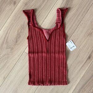 Free People Red Striped Tank Top